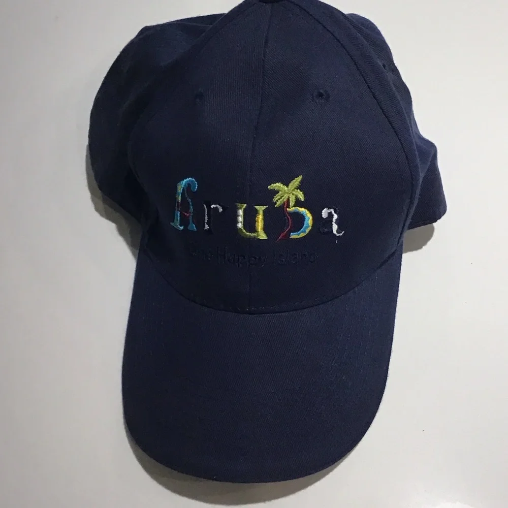 Aruba One Happy Island Navy Blue Cap with Colorful Embroidery - Picture 1 of 5